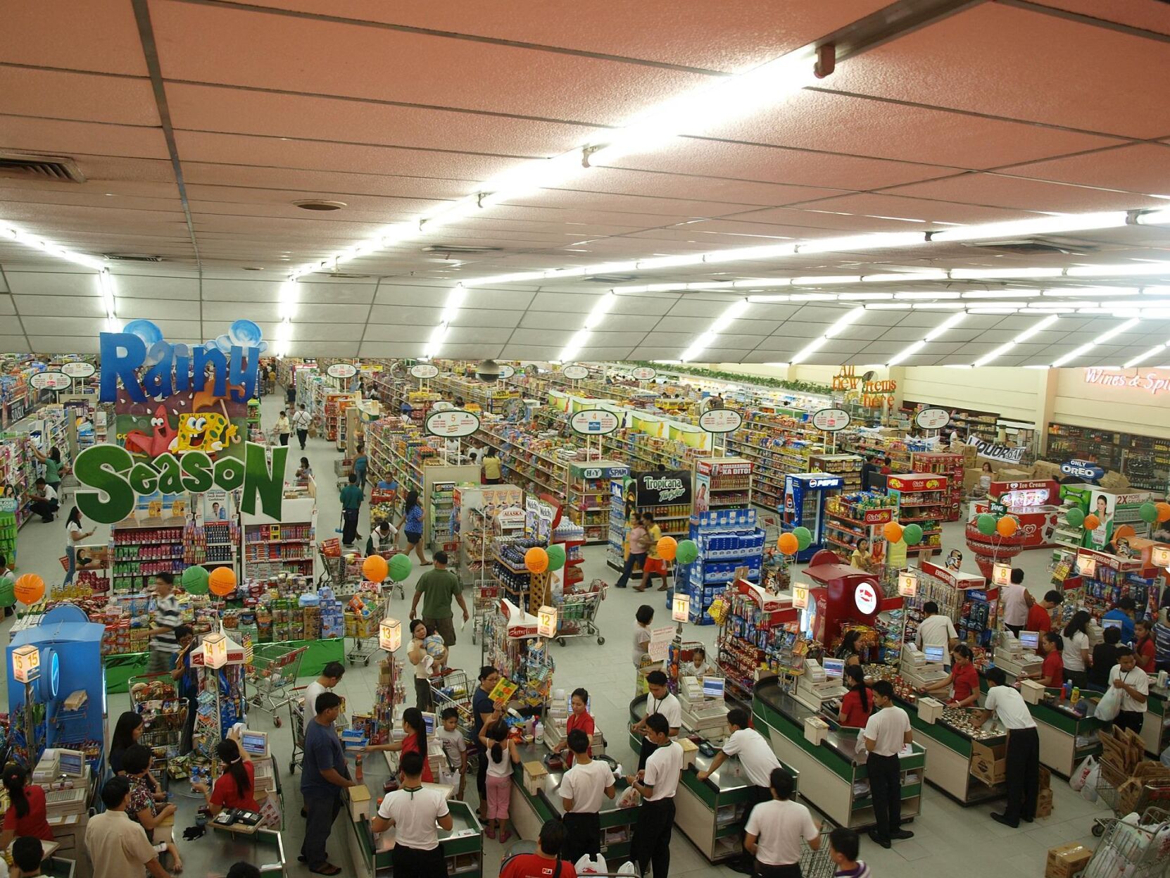 Interior of a busy supermarket